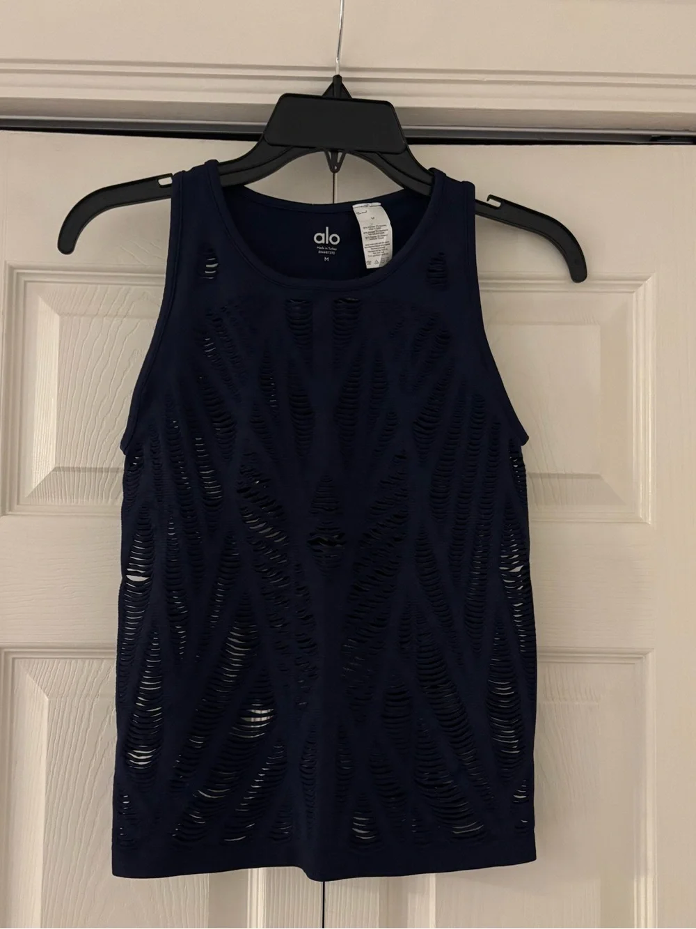 ALO YOGA Vixen Fitted Racerback Tank Top in Navy